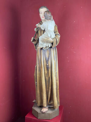 Statue St. Anthony Of Padua style Gothic - style en Terra - Cotta , Netherlands  20 th century ( Anno 1910 )