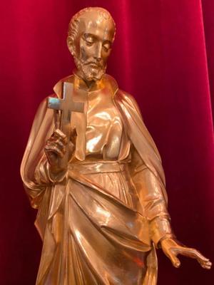 Statue St. Clemens Maria Hofbauwer Patron Of Vienna style Gothic - style en Bronze / Polished and Varnished, Belgium  19 th century ( Anno 1890 )