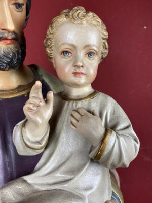 Statue St. Joseph & Child style Gothic - style en Wood - Pap, Germany 19 th century ( Anno 1885 )