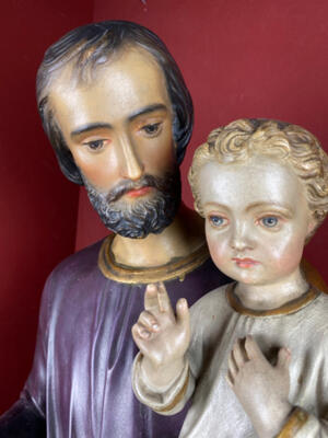 Statue St. Joseph & Child style Gothic - style en Wood - Pap, Germany 19 th century ( Anno 1885 )