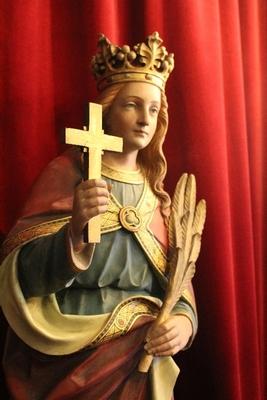 Statue St. Margaret Of Antioch  / Hagia Marina / Margaret The Virgin style Gothic - style en plaster polychrome, Belgium 19th century