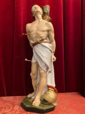 Statue St. Sebastian style Gothic - style en Plaster polychrome, France 19 th century ( Anno 1890 )