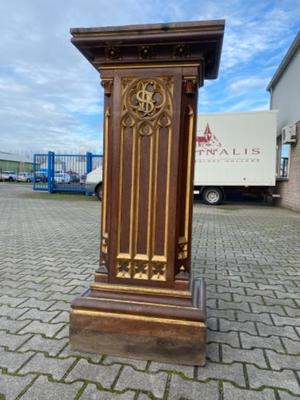 Statue Stand style Gothic - Style en Oak wood, BELGIUM 19 th century