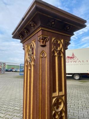 Statue Stand style Gothic - Style en Oak wood, BELGIUM 19 th century