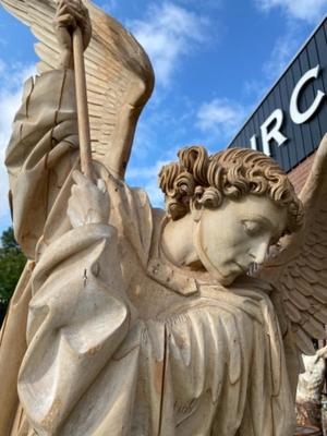 Stunning And Exceptional Large Statue St. Michael style Gothic - Style en Fully Hand - Carved Wood , Germany 19 th century ( Anno 1875 )