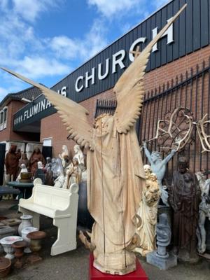 Stunning And Exceptional Large Statue St. Michael style Gothic - Style en Fully Hand - Carved Wood , Germany 19 th century ( Anno 1875 )