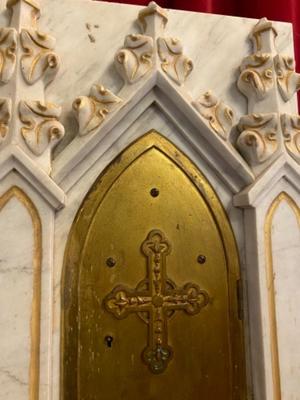 Tabernacle Front style Gothic - Style en Carrara Marble / Brass, France 19 th century ( Anno 1865 )