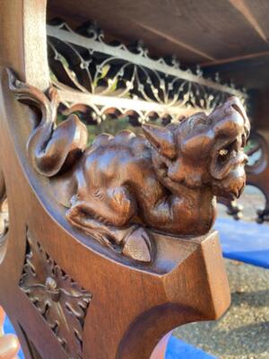 Table  style Gothic - Style en Walnut wood , Belgium  19 th century