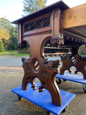 Table  style Gothic - Style en Walnut wood , Belgium  19 th century