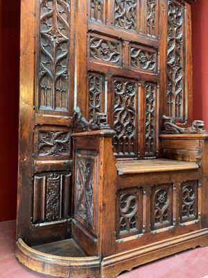 Throne style Gothic - Style en Oak Wood, Belgium 19th century