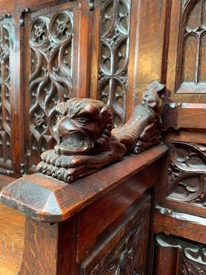 Throne style Gothic - Style en Oak Wood, Belgium 19th century