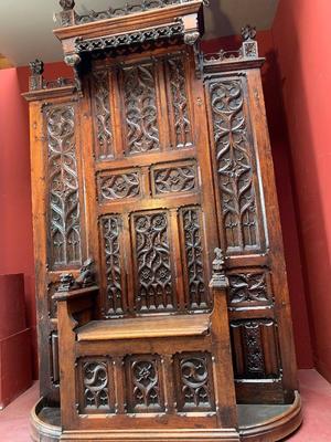 Throne style Gothic - Style en Oak Wood, Belgium 19th century