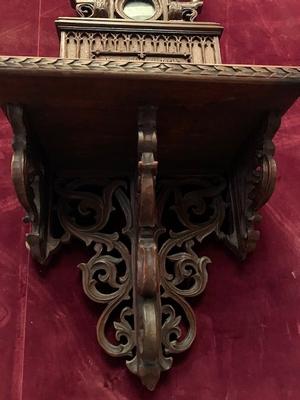 Unique Home-Altar With Ex Ossibus Relic Of Duke Henri Ii The Pious Of Silesia – Poland St. Mary Added Later / With Hand-Written Document Inside  style Gothic - style en hand-carved wood , Germany - Poland RELIC 18TH CENTURY / HOMEALTAR GIFT IN 1860