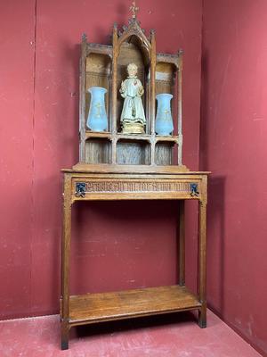 Very Rare And Unique Home Altar style Gothic - Style en Oak Wood, Belgium 19th century