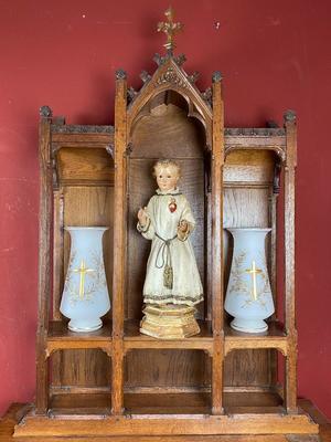 Very Rare And Unique Home Altar style Gothic - Style en Oak Wood, Belgium 19th century