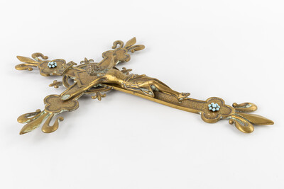 Wall - Cross style Gothic - Style en Bronze / Stones, Belgium  19 th century