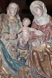 The Virgin & Child With St. Anne  style Gothic en wood polychrome, Germany 17 th century