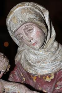 The Virgin & Child With St. Anne  style Gothic en wood polychrome, Germany 17 th century