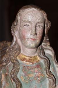 The Virgin & Child With St. Anne  style Gothic en wood polychrome, Germany 17 th century