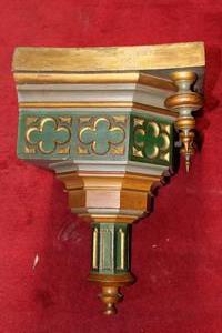 Wall Pedestal style gothic en wood polychrome, Dutch 19th century