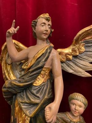 Guardian Angel  en Carved Wood Polychrome, Southern Germany 20 th century