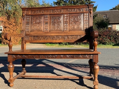 Hall - Bench en Oak wood, 19 th century