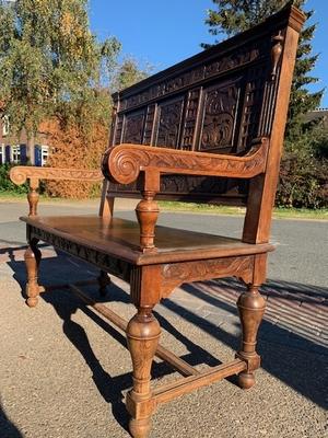 Hall - Bench en Oak wood, 19 th century