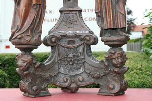 Hand-Carved Full Oak Calvary - Imagination en WOOD OAK, Belgium 18th century