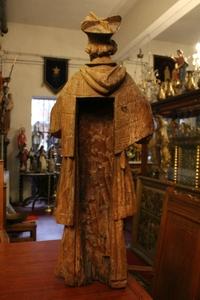 Hand-Carved Full Oak Statue St. Johannes Nepomucenus en Oak, SOUTHERN-GERMANY 17 th century