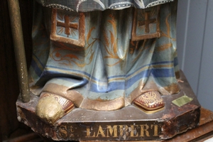 Hand-Carved Statue en wood polychrome, Belgium 19 th century