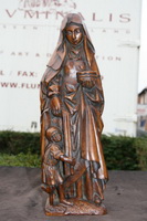 Holy Nun Or Abbess Statue en Terra - Cotta , Belgium  19 th century