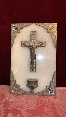 Holy Water Holder  en BRASS / ENAMEL / MARBLE, France 19th century