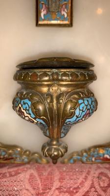 Holy Water Holder  en BRASS / ENAMEL / MARBLE, France 19th century