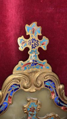 Holy Water Holder  en Brass / Bronze / Marble / Enamel, France 19th century ( anno 1875 )