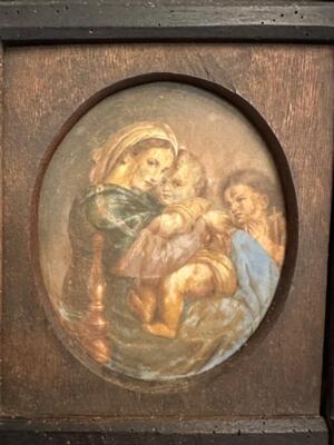 1  Imagination St. Mary With Jesus & John Hand - Made And Fully Hand - Painted On Panel