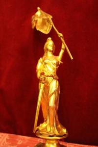 Jeanne D Arc Statue en solid bronze - gilt, France 19th century (1875)