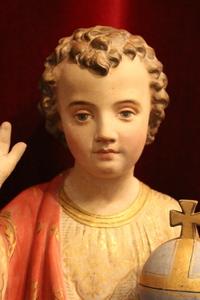 Jesus As Child Statue en plaster polychrome, France 19th century