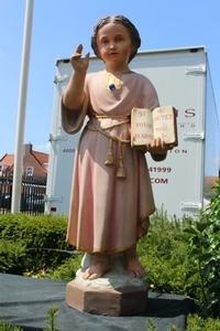 Jesus As Child Statue en plaster polychrome, Belgium 19th century