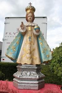 Jesus Of Prague Statue en plaster polychrome, France 19th century