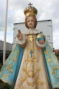 Jesus Of Prague Statue en plaster polychrome, France 19th century