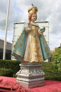 Jesus Of Prague Statue en plaster polychrome, France 19th century