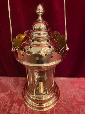 Lantern en Glass / Brass / Polished / New Varnished, Belgium 19th century