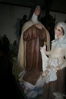 Large Statue Of The Kneeling St. Theresia Of Lisieux en plaster polychrome, France 19th century ( anno 1920 )