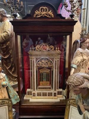 Large, Unique And Very Rare High Quality Ostensorium, Museum-Piece From Capucin-Monastery, Many Relics, Originally Sealed, With Documentation en Wood / Glass / Brass / Alle Relics and shrine are sealed with red stamps, Belgium 19th century ( anno 1845 )