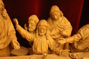 Last Supper  en hand-carved wood , Southern Germany 20th century