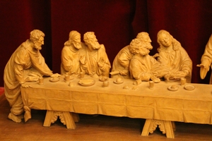 Last Supper  en hand-carved wood , Southern Germany 20th century