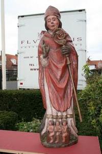 St. Nicholas Statue style LATE - GOTHIC en WOOD POLYCHROME, GERMANY 16TH CENTURY