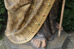 Life Size St. Josef By Mayer Munich en wood - pap polychrome, Germany 19th century (1920)