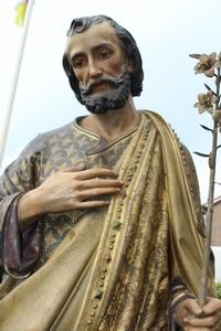 Life Size St. Josef By Mayer Munich en wood - pap polychrome, Germany 19th century ( 1920)