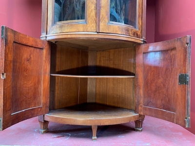 Corner Cupboard style Louis Seize en Wood Magahony / Glass , Dutch 19th century